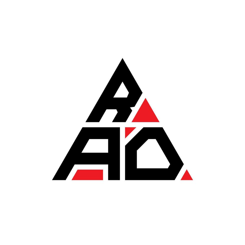 diseño del logotipo de la letra del triángulo rao con forma de triángulo. monograma de diseño del logotipo del triángulo rao. plantilla de logotipo de vector de triángulo rao con color rojo. logo triangular rao logo simple, elegante y lujoso.