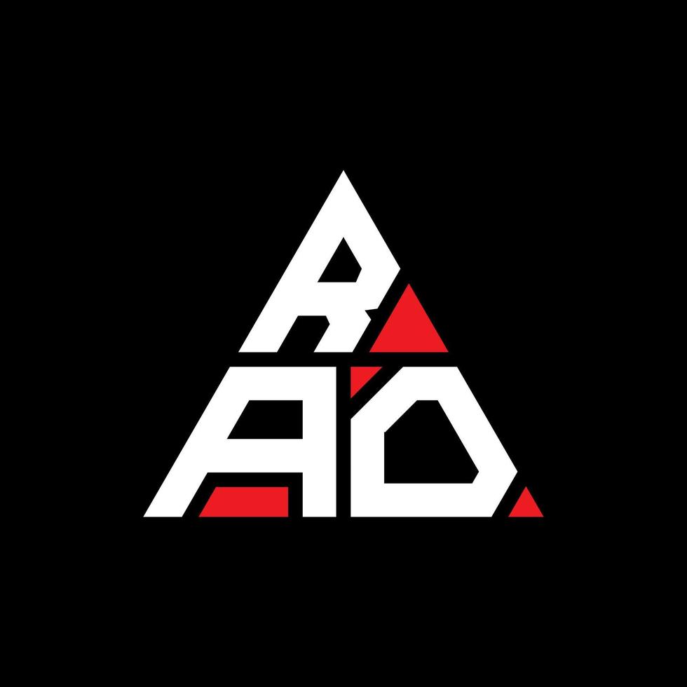 diseño del logotipo de la letra del triángulo rao con forma de triángulo. monograma de diseño del logotipo del triángulo rao. plantilla de logotipo de vector de triángulo rao con color rojo. logo triangular rao logo simple, elegante y lujoso.