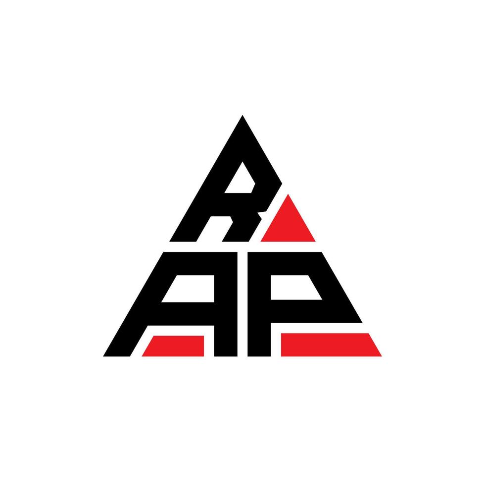 diseño de logotipo de letra de triángulo de rap con forma de triángulo. monograma de diseño de logotipo de triángulo de rap. plantilla de logotipo de vector de triángulo de rap con color rojo. logo triangular de rap logo simple, elegante y lujoso.