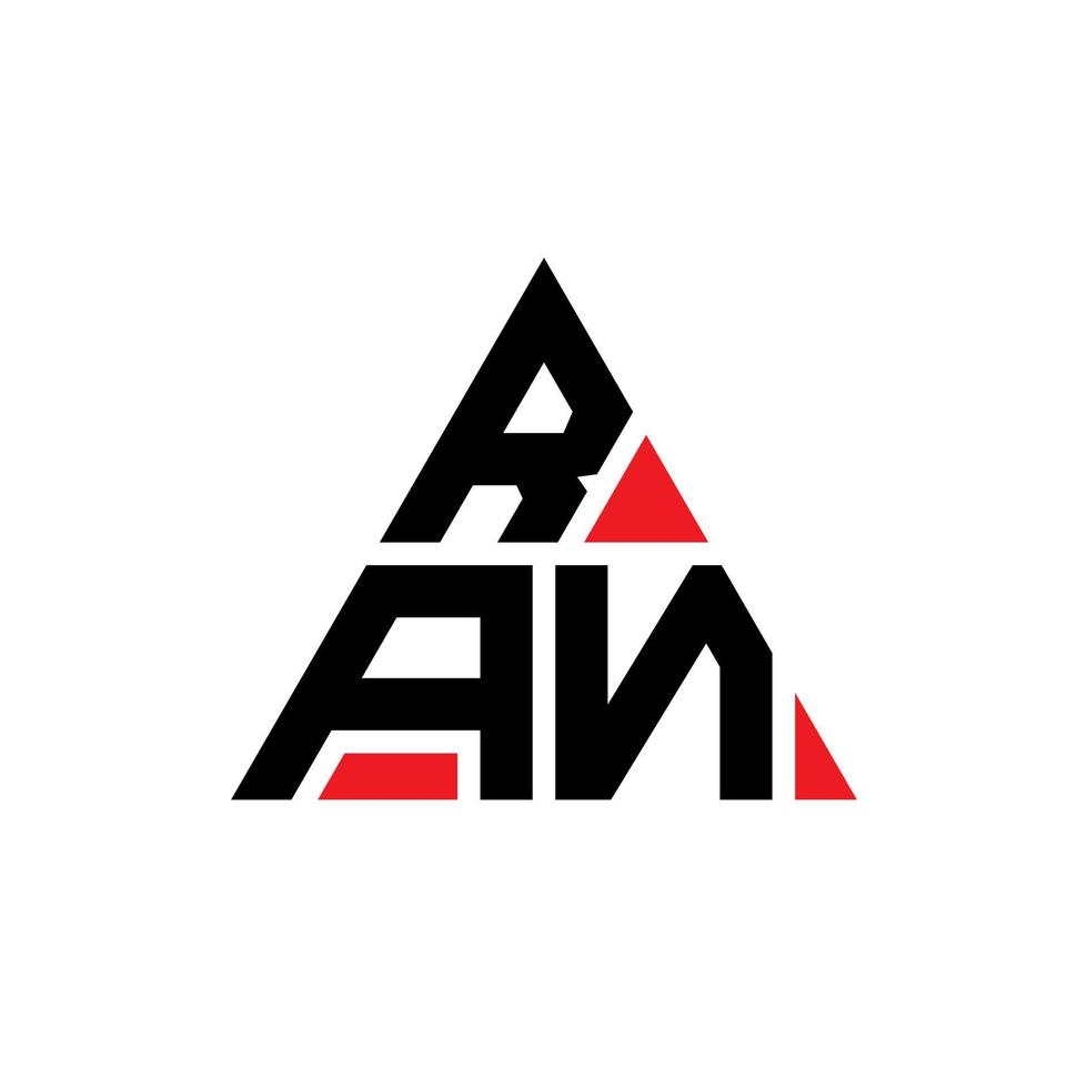 RAN triangle letter logo design with triangle shape. RAN triangle logo design monogram. RAN triangle vector logo template with red color. RAN triangular logo Simple, Elegant, and Luxurious Logo.