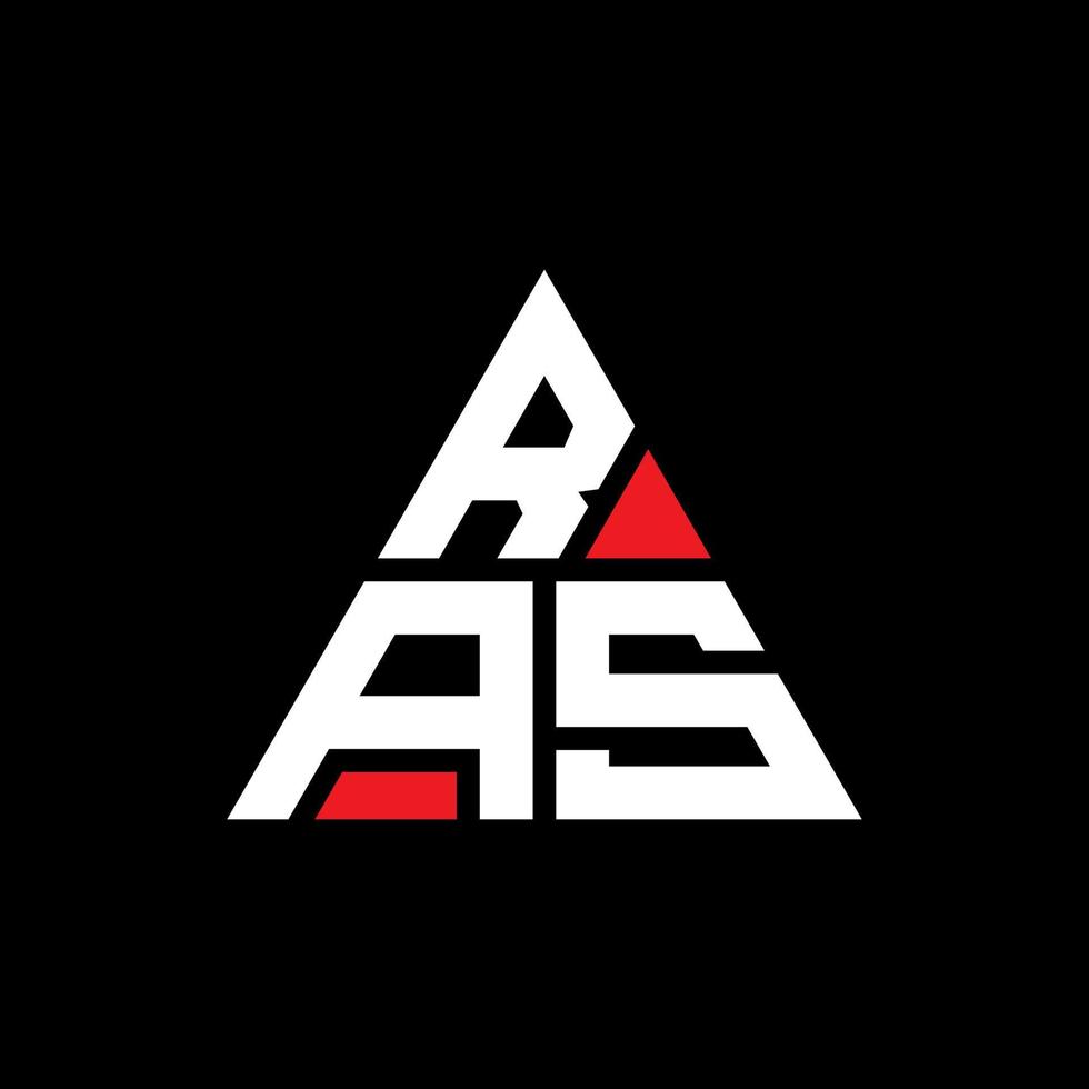 diseño de logotipo de letra triangular ras con forma de triángulo. monograma de diseño del logotipo del triángulo ras. ras plantilla de logotipo de vector de triángulo con color rojo. logo triangular ras logo simple, elegante y lujoso.