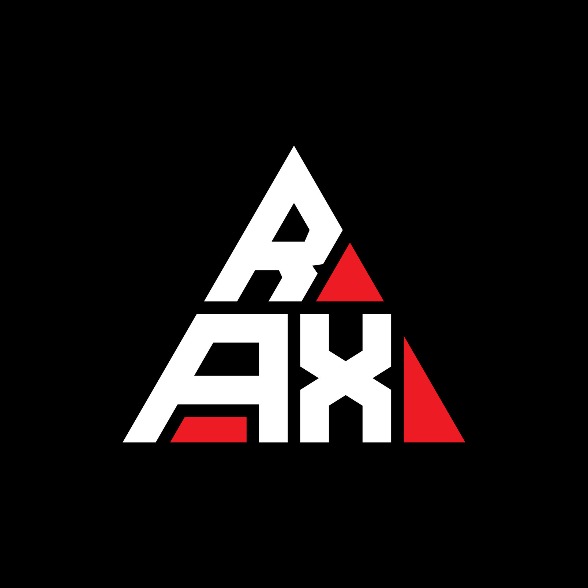 diseño de logotipo de letra de triángulo rax con forma de triángulo