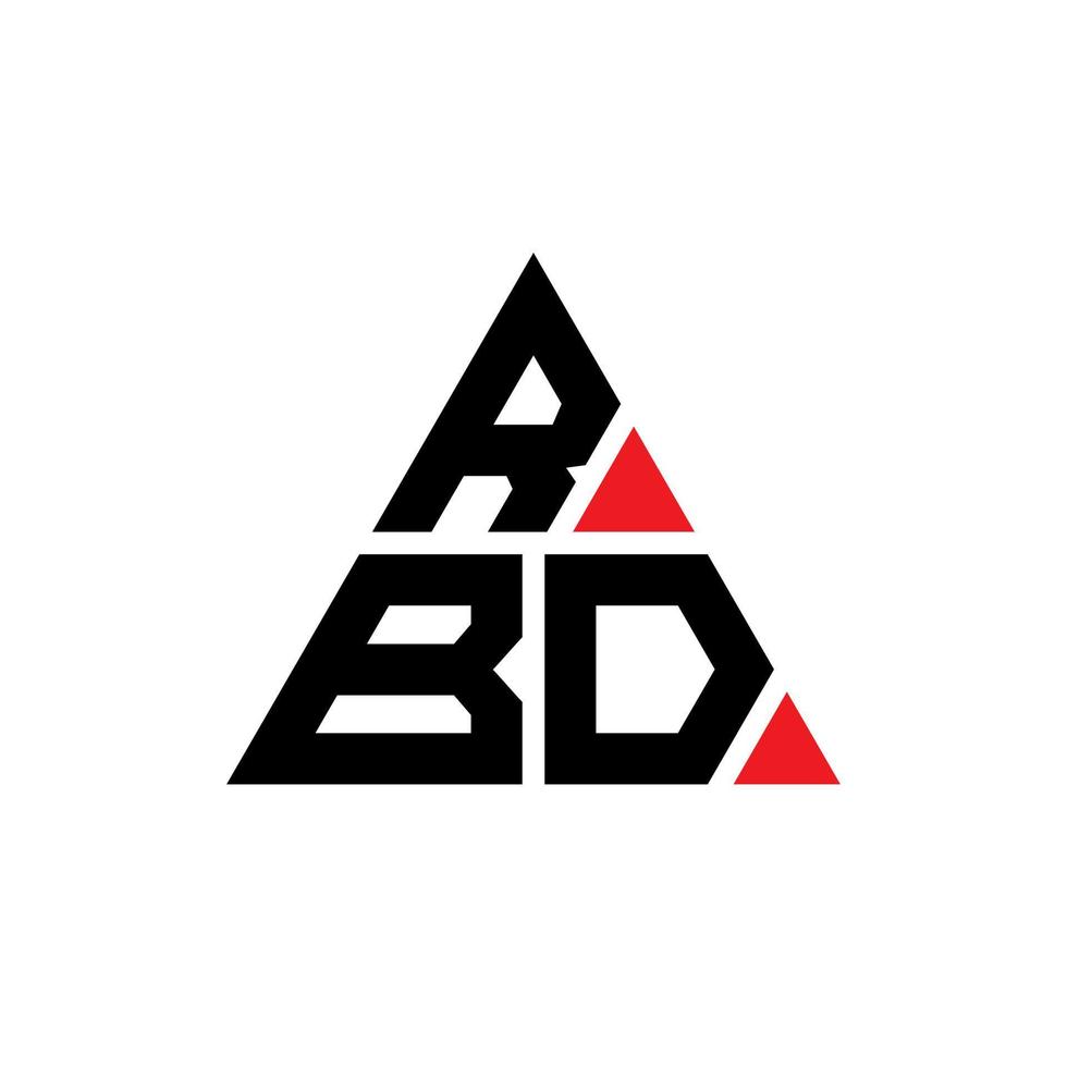 RBD triangle letter logo design with triangle shape. RBD triangle logo design monogram. RBD triangle vector logo template with red color. RBD triangular logo Simple, Elegant, and Luxurious Logo.