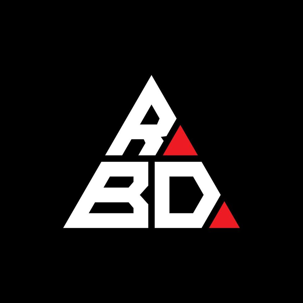 RBD triangle letter logo design with triangle shape. RBD triangle logo design monogram. RBD triangle vector logo template with red color. RBD triangular logo Simple, Elegant, and Luxurious Logo.