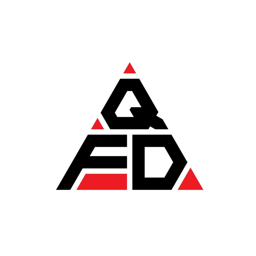 QFD triangle letter logo design with triangle shape. QFD triangle logo design monogram. QFD triangle vector logo template with red color. QFD triangular logo Simple, Elegant, and Luxurious Logo.