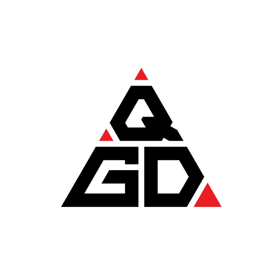QGD triangle letter logo design with triangle shape. QGD triangle logo design monogram. QGD triangle vector logo template with red color. QGD triangular logo Simple, Elegant, and Luxurious Logo.