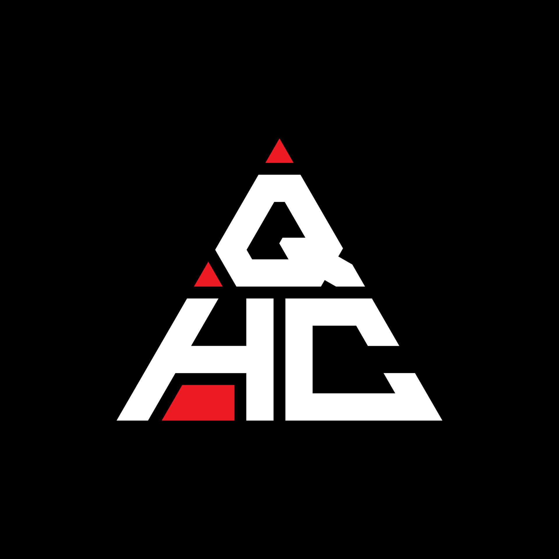QHC triangle letter logo design with triangle shape. QHC triangle logo