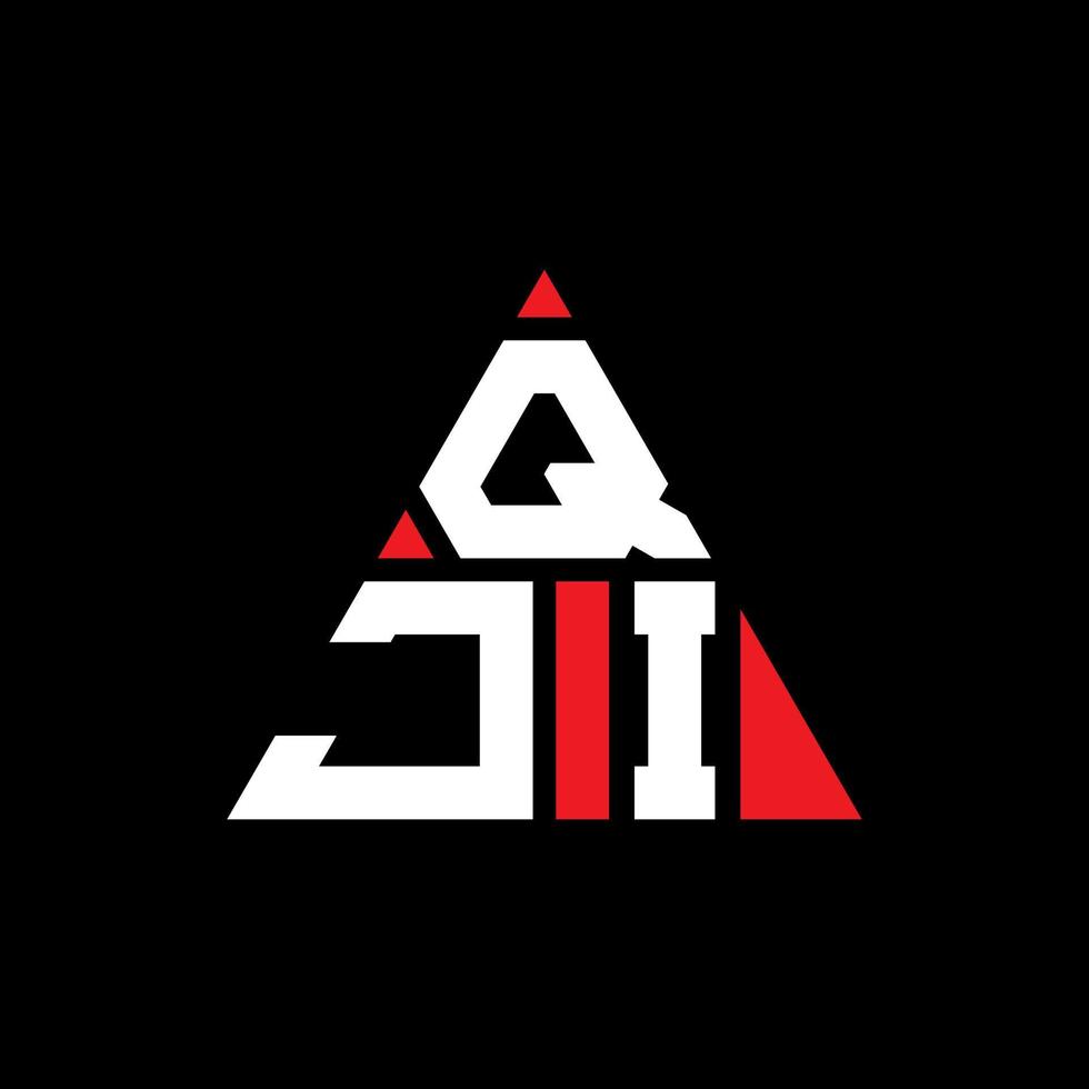 QJI triangle letter logo design with triangle shape. QJI triangle logo design monogram. QJI triangle vector logo template with red color. QJI triangular logo Simple, Elegant, and Luxurious Logo.