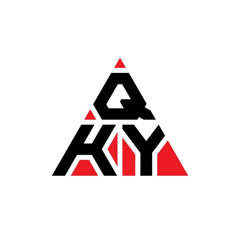 QKY triangle letter logo design with triangle shape. QKY triangle logo design monogram. QKY triangle vector logo template with red color. QKY triangular logo Simple, Elegant, and Luxurious Logo.