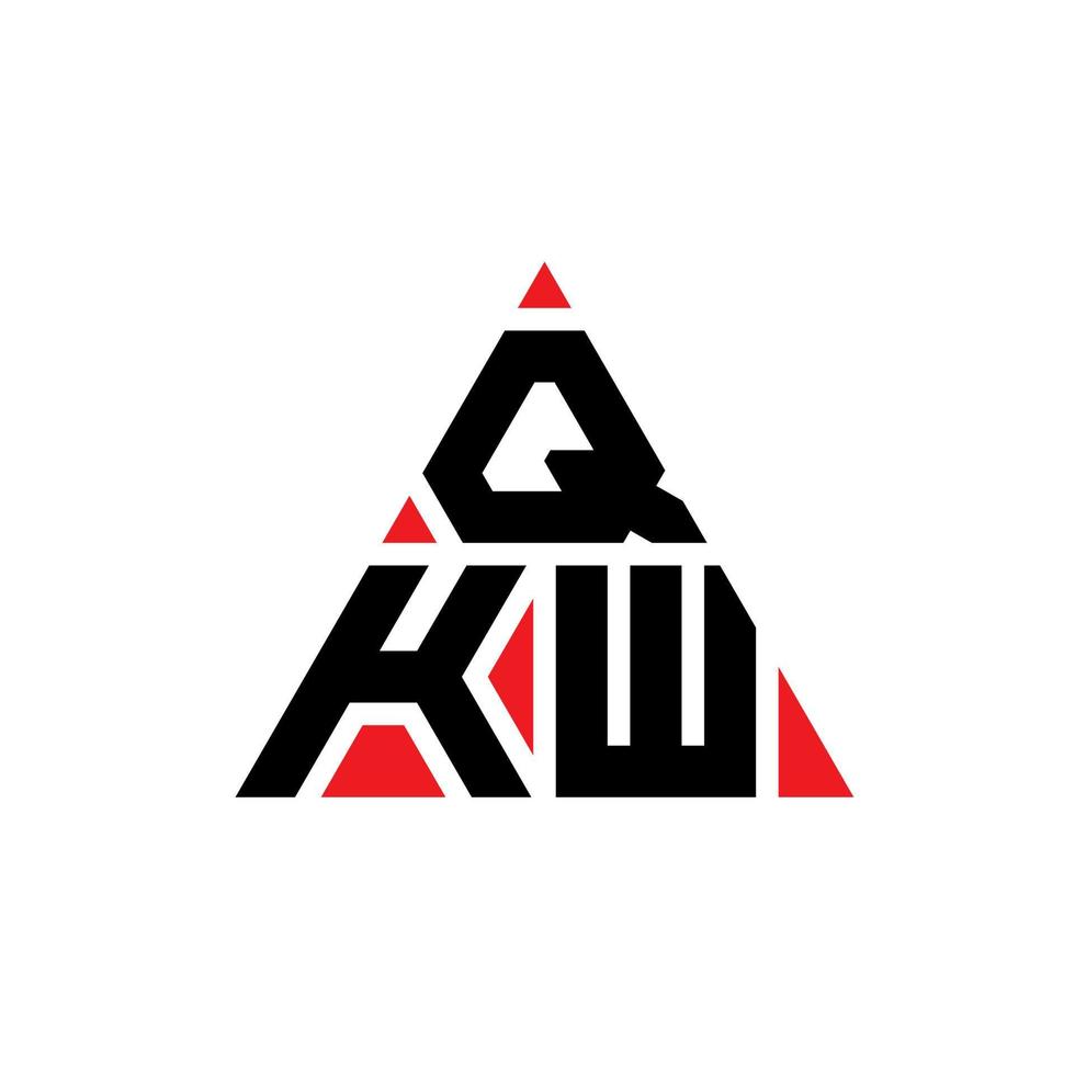 QKW triangle letter logo design with triangle shape. QKW triangle logo design monogram. QKW triangle vector logo template with red color. QKW triangular logo Simple, Elegant, and Luxurious Logo.