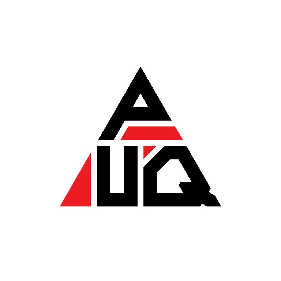 diseño de logotipo de letra de triángulo puq con forma de triángulo. monograma de diseño del logotipo del triángulo puq. plantilla de logotipo de vector de triángulo puq con color rojo. logo triangular puq logo simple, elegante y lujoso.