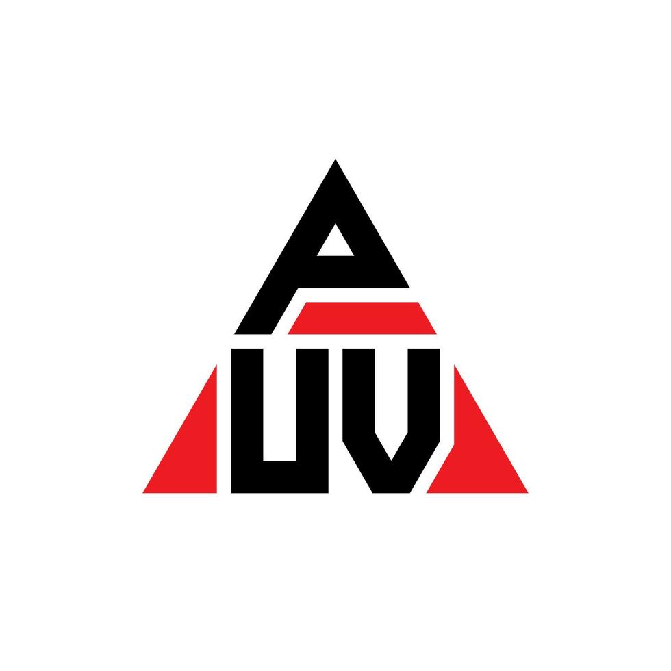 diseño de logotipo de letra triangular puv con forma de triángulo. monograma de diseño de logotipo de triángulo puv. plantilla de logotipo de vector de triángulo puv con color rojo. logo triangular puv logo simple, elegante y lujoso.