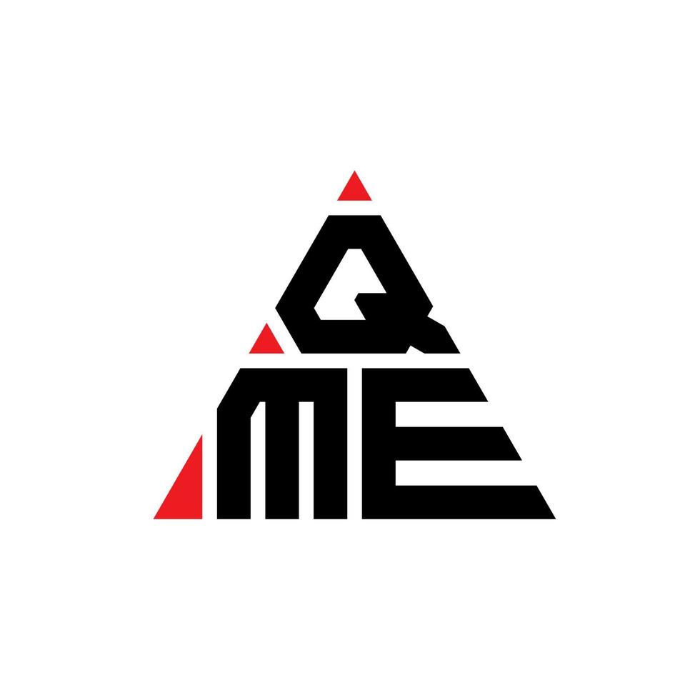 QME triangle letter logo design with triangle shape. QME triangle logo design monogram. QME triangle vector logo template with red color. QME triangular logo Simple, Elegant, and Luxurious Logo.