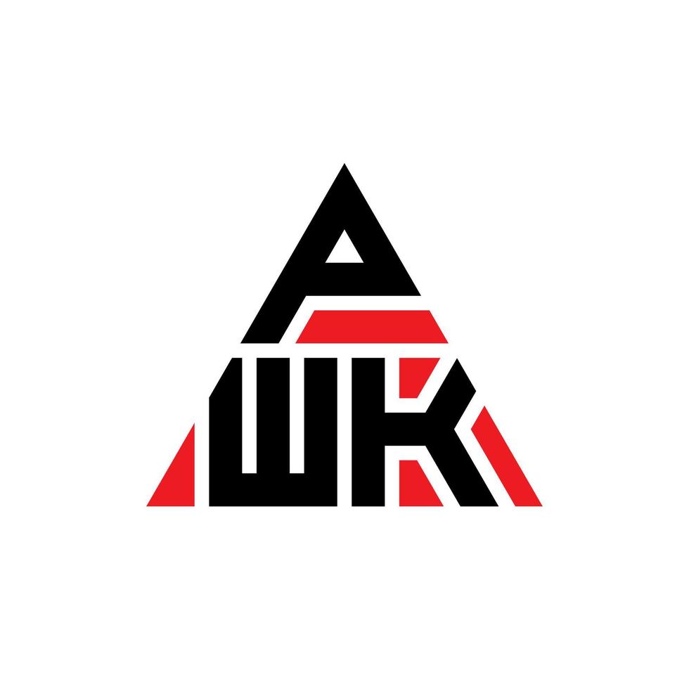 PWK triangle letter logo design with triangle shape. PWK triangle logo design monogram. PWK triangle vector logo template with red color. PWK triangular logo Simple, Elegant, and Luxurious Logo.