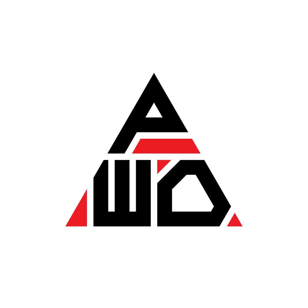 diseño de logotipo de letra triangular pwo con forma de triángulo. monograma de diseño del logotipo del triángulo pwo. plantilla de logotipo de vector de triángulo pwo con color rojo. logo triangular pwo logo simple, elegante y lujoso.