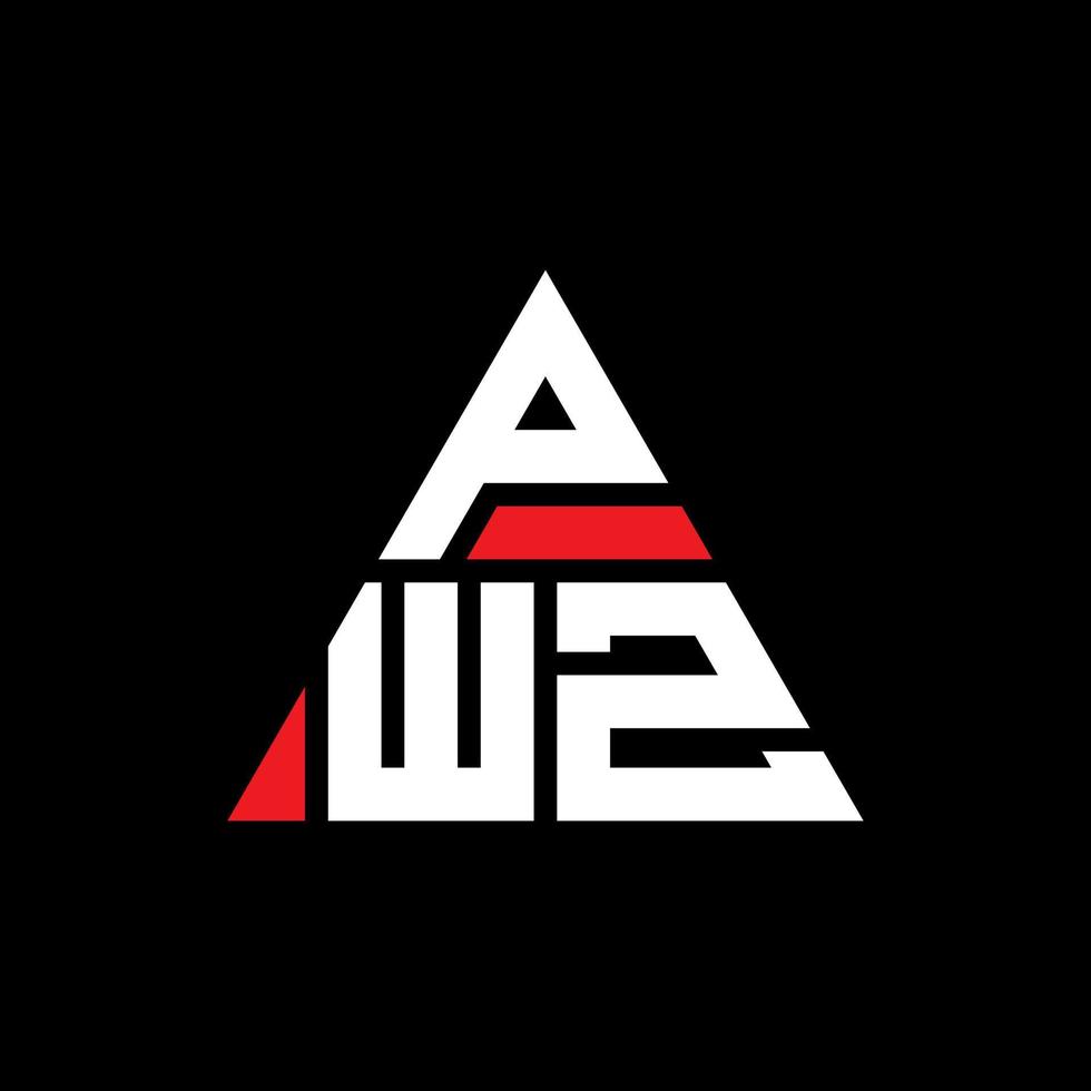 PWZ triangle letter logo design with triangle shape. PWZ triangle logo design monogram. PWZ triangle vector logo template with red color. PWZ triangular logo Simple, Elegant, and Luxurious Logo.