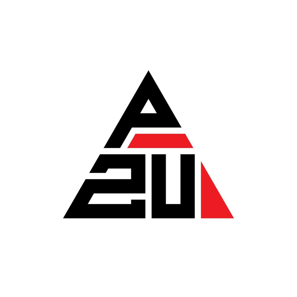 PZU triangle letter logo design with triangle shape. PZU triangle logo design monogram. PZU triangle vector logo template with red color. PZU triangular logo Simple, Elegant, and Luxurious Logo.