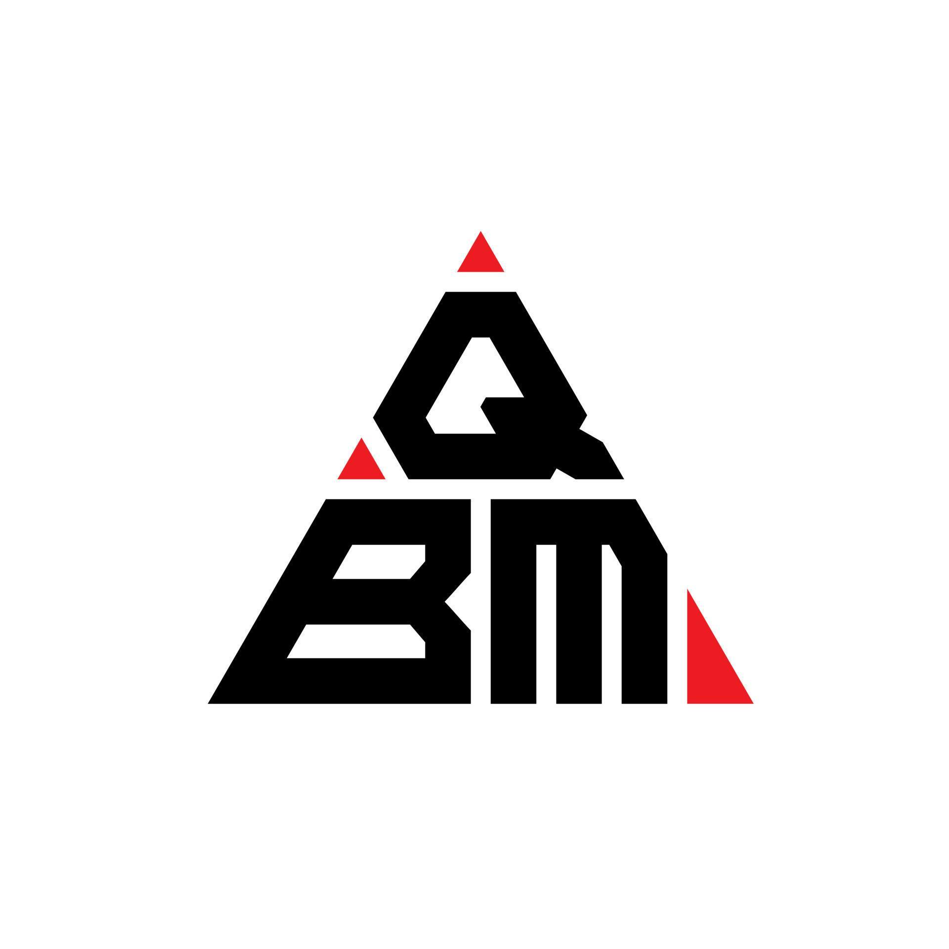 QBM triangle letter logo design with triangle shape. QBM triangle logo