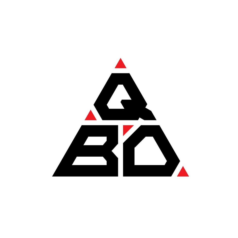 QBO triangle letter logo design with triangle shape. QBO triangle logo design monogram. QBO triangle vector logo template with red color. QBO triangular logo Simple, Elegant, and Luxurious Logo.