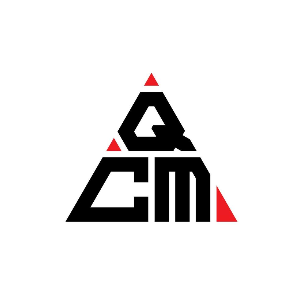 QCM triangle letter logo design with triangle shape. QCM triangle logo design monogram. QCM triangle vector logo template with red color. QCM triangular logo Simple, Elegant, and Luxurious Logo.