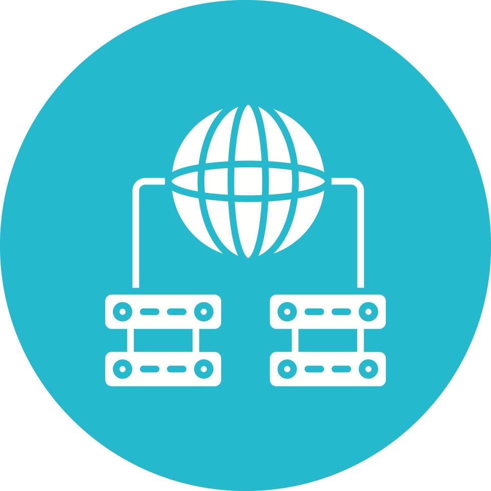 Global Servers Glyph Circle Background Icon vector