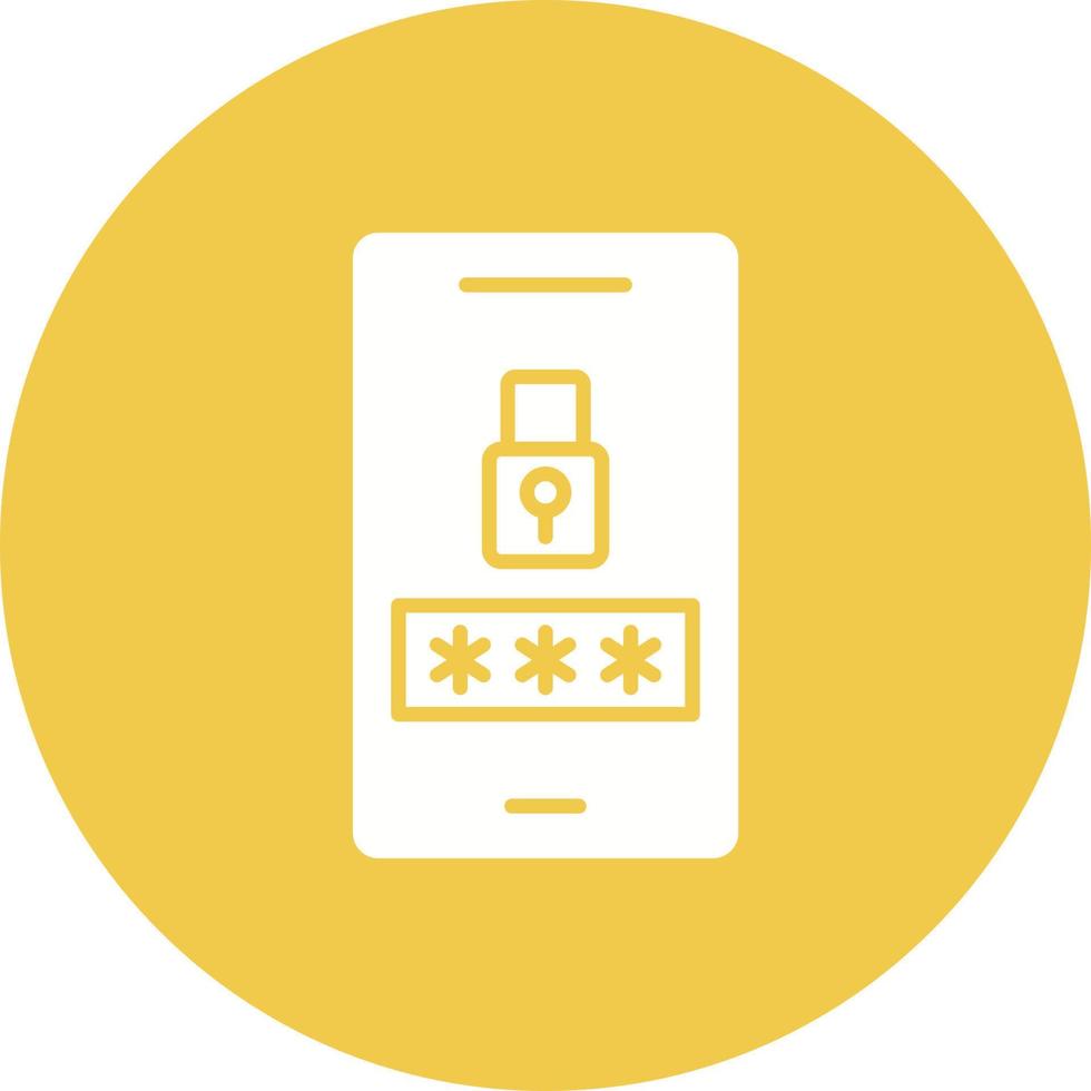 Mobile Password Glyph Circle Background Icon vector