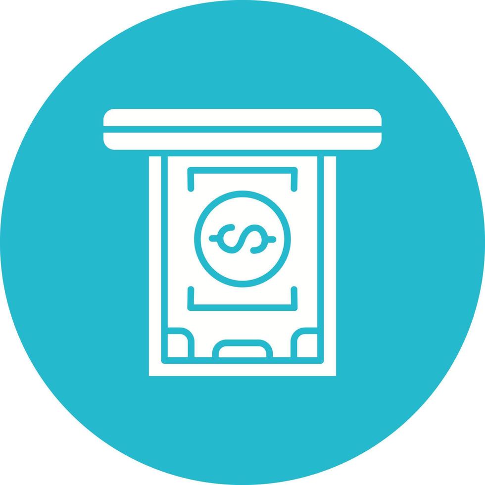 Cash Withdrawal Glyph Circle Background Icon vector