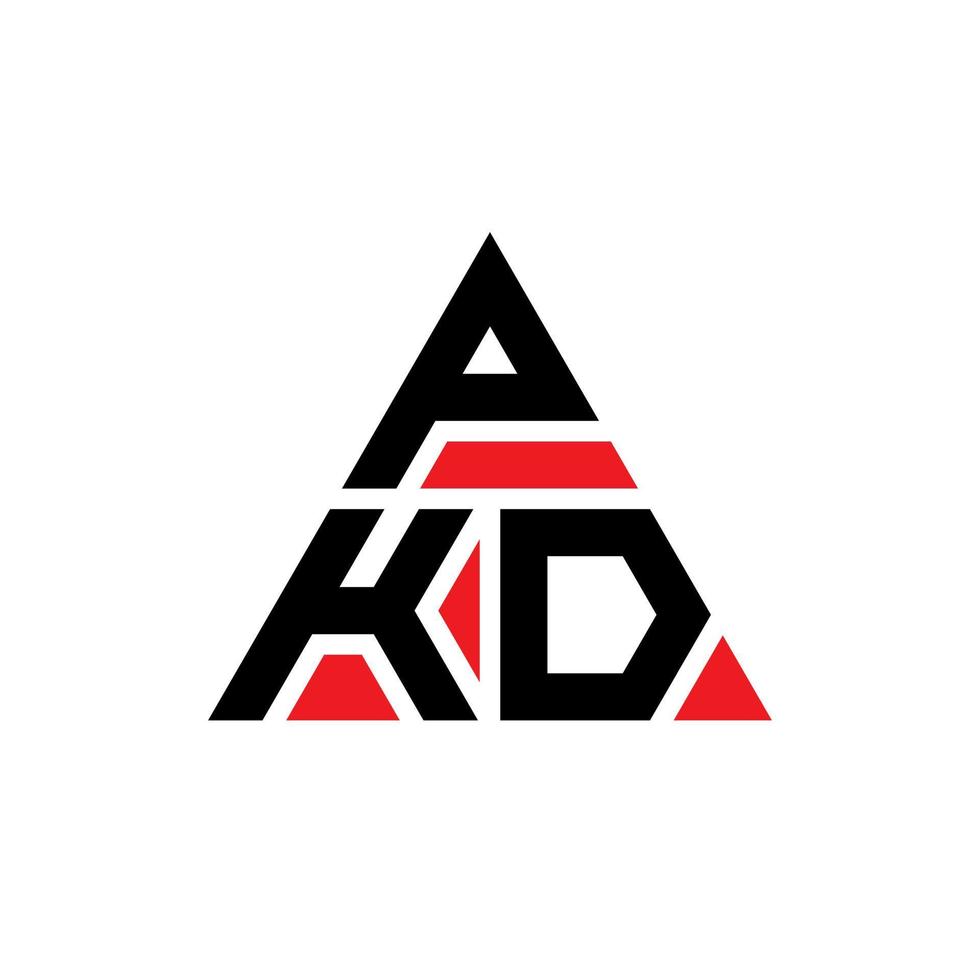 PKD triangle letter logo design with triangle shape. PKD triangle logo design monogram. PKD triangle vector logo template with red color. PKD triangular logo Simple, Elegant, and Luxurious Logo.