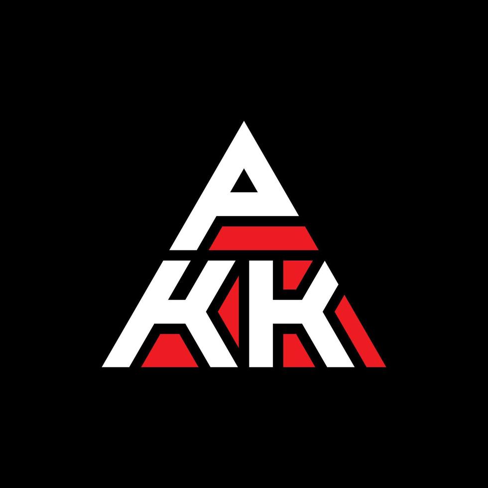 diseño de logotipo de letra triangular pkk con forma de triángulo. monograma de diseño del logotipo del triángulo pkk. plantilla de logotipo de vector de triángulo pkk con color rojo. logotipo triangular pkk logotipo simple, elegante y lujoso.