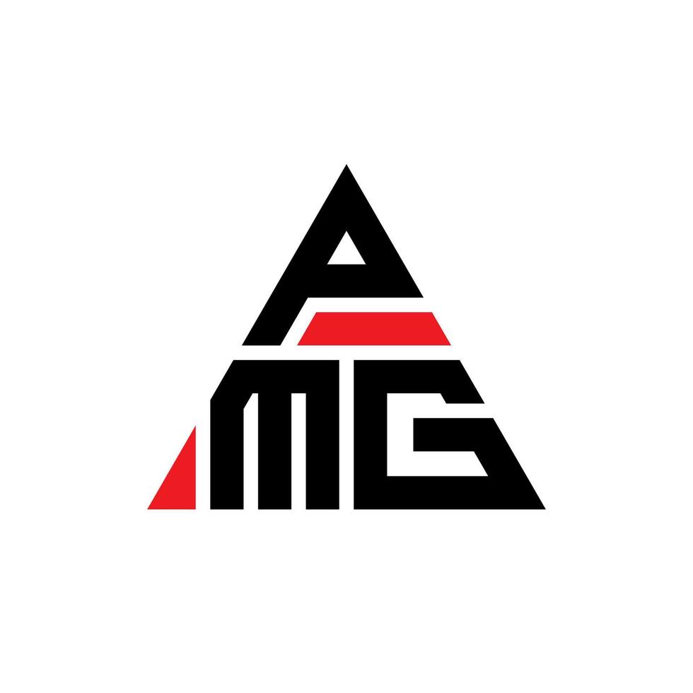 diseño de logotipo de letra de triángulo pmg con forma de triángulo. monograma de diseño de logotipo de triángulo pmg. plantilla de logotipo de vector de triángulo pmg con color rojo. logo triangular pmg logo simple, elegante y lujoso.