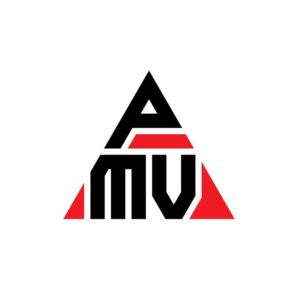diseño de logotipo de letra triangular pmv con forma de triángulo. monograma de diseño de logotipo de triángulo pmv. plantilla de logotipo de vector de triángulo pmv con color rojo. logotipo triangular pmv logotipo simple, elegante y lujoso.