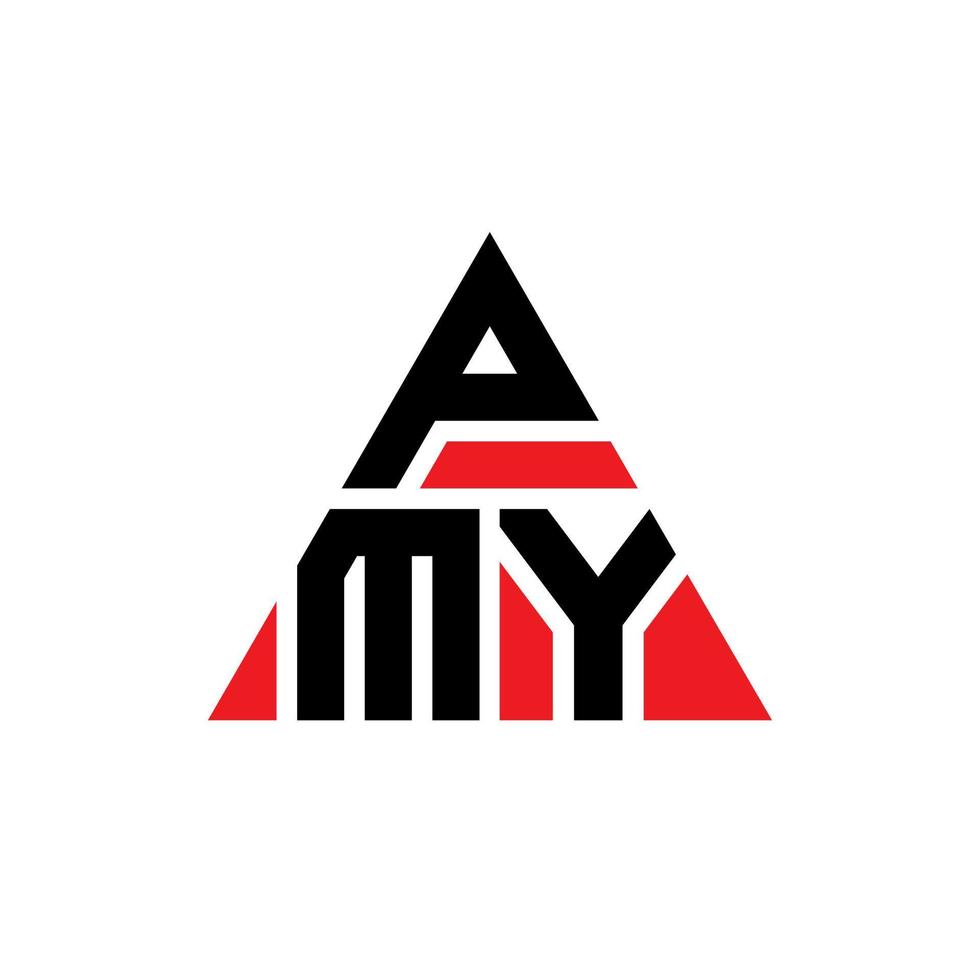 PMY triangle letter logo design with triangle shape. PMY triangle logo design monogram. PMY triangle vector logo template with red color. PMY triangular logo Simple, Elegant, and Luxurious Logo.