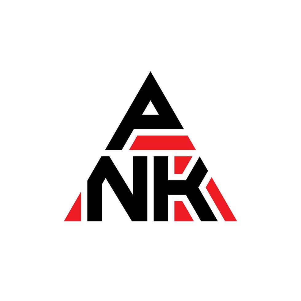 diseño de logotipo de letra triangular pnk con forma de triángulo. monograma de diseño de logotipo de triángulo rosa. plantilla de logotipo de vector de triángulo pnk con color rojo. logotipo triangular pnk logotipo simple, elegante y lujoso.