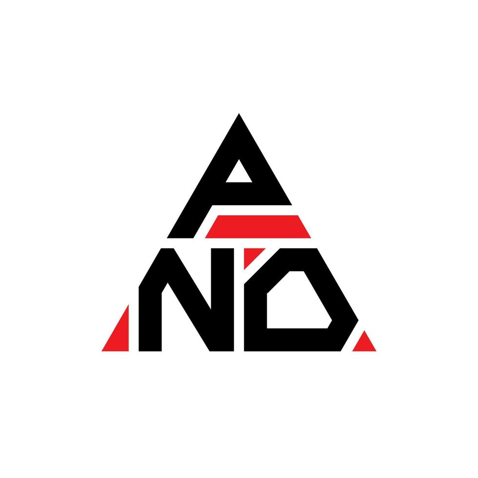 pno diseño de logotipo de letra triangular con forma de triángulo. monograma de diseño del logotipo del triángulo pno. plantilla de logotipo de vector de triángulo pno con color rojo. logotipo triangular pno logotipo simple, elegante y lujoso.