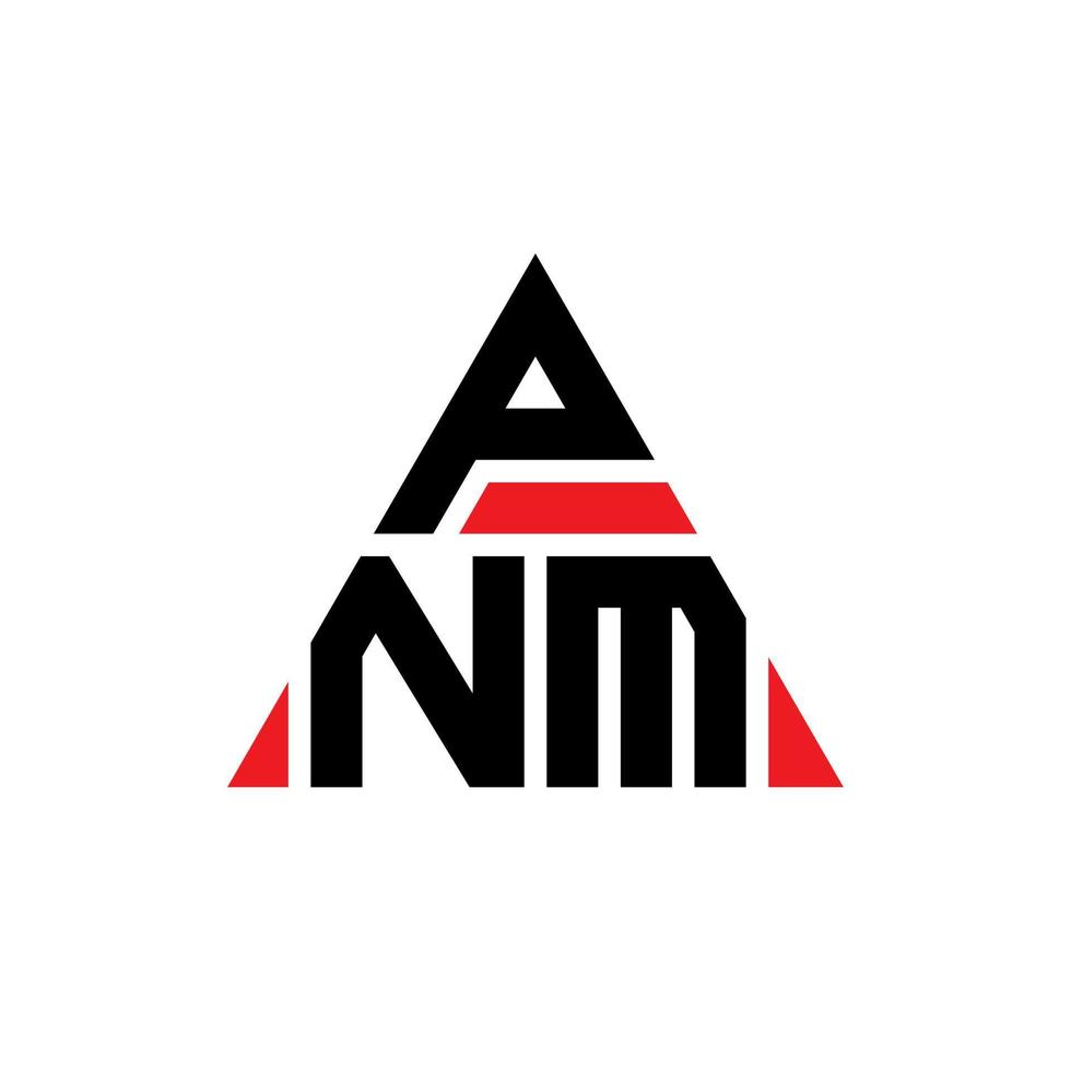 diseño de logotipo de letra triangular pnm con forma de triángulo. monograma de diseño de logotipo de triángulo pnm. plantilla de logotipo de vector de triángulo pnm con color rojo. logo triangular pnm logo simple, elegante y lujoso.