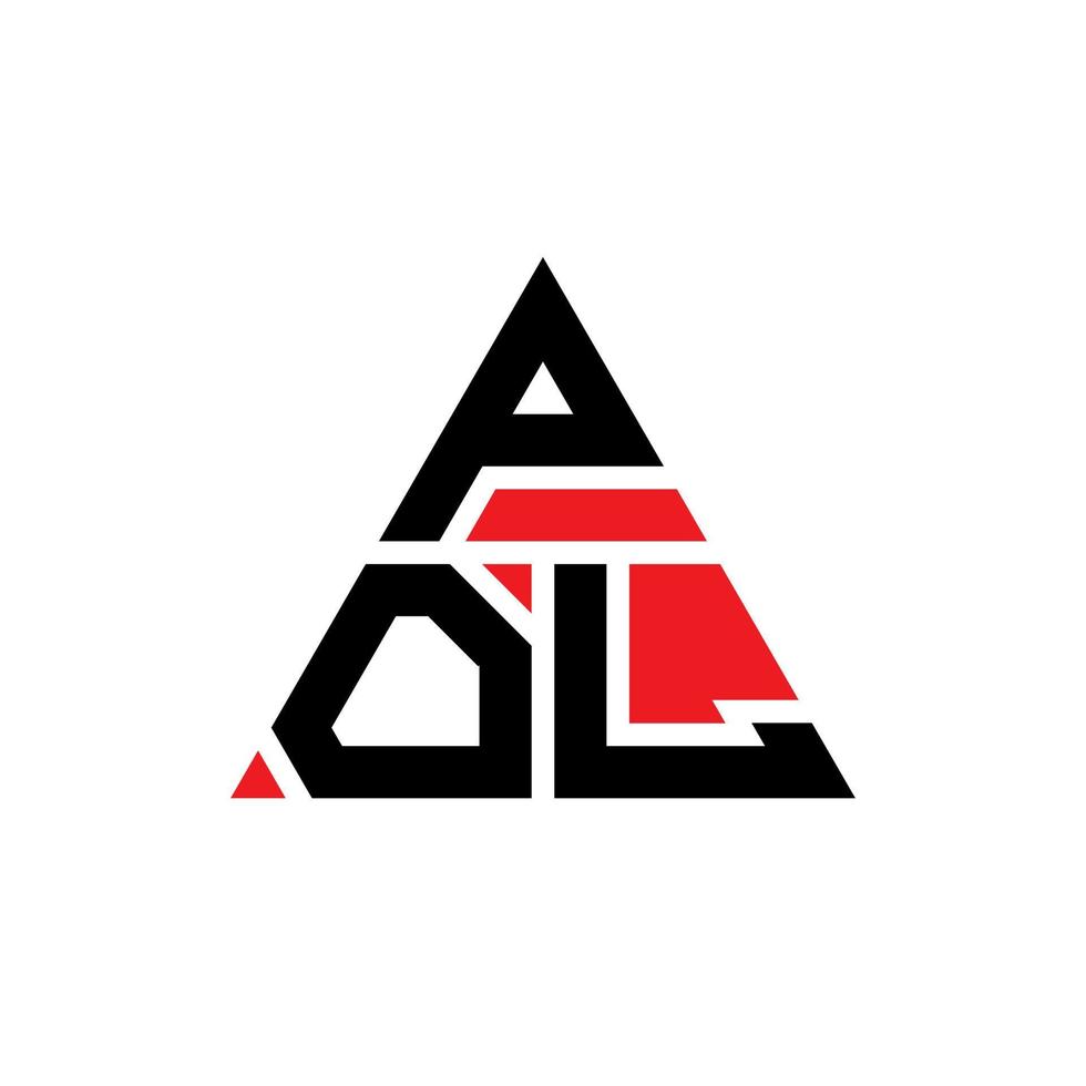 diseño de logotipo de letra de triángulo pol con forma de triángulo. monograma de diseño del logotipo del triángulo pol. plantilla de logotipo de vector de triángulo pol con color rojo. logotipo triangular pol logotipo simple, elegante y lujoso.