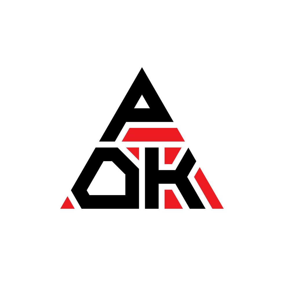 diseño de logotipo de letra de triángulo pok con forma de triángulo. monograma de diseño del logotipo del triángulo pok. plantilla de logotipo de vector de triángulo pok con color rojo. logo triangular pok logo simple, elegante y lujoso.