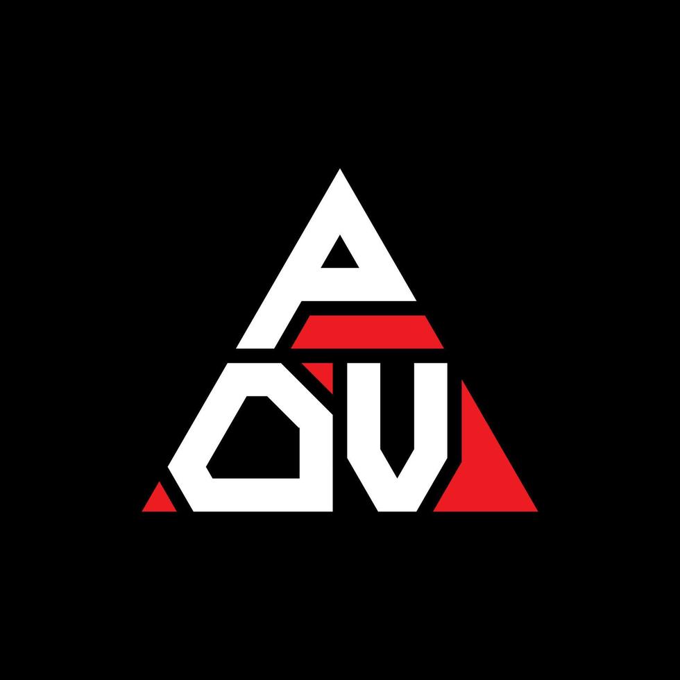 diseño de logotipo de letra triangular pov con forma de triángulo. monograma de diseño de logotipo de triángulo pov. plantilla de logotipo de vector de triángulo pov con color rojo. logotipo triangular pov logotipo simple, elegante y lujoso.