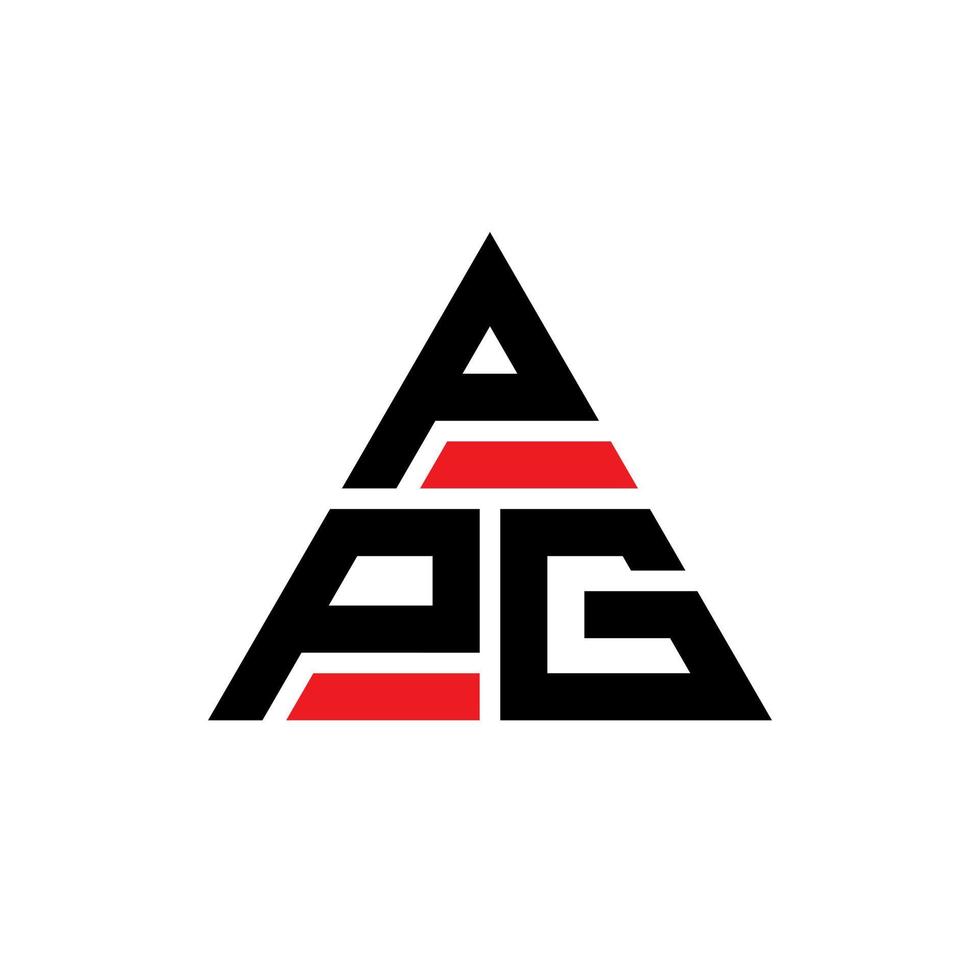 PPG triangle letter logo design with triangle shape. PPG triangle logo design monogram. PPG triangle vector logo template with red color. PPG triangular logo Simple, Elegant, and Luxurious Logo.