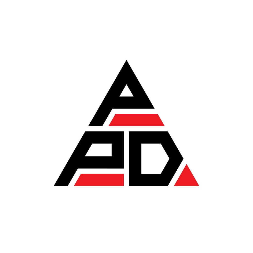 PPD triangle letter logo design with triangle shape. PPD triangle logo design monogram. PPD triangle vector logo template with red color. PPD triangular logo Simple, Elegant, and Luxurious Logo.