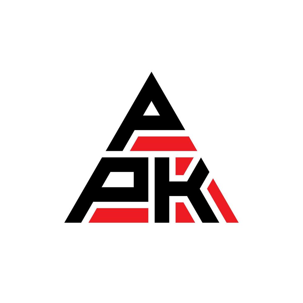 diseño de logotipo de letra de triángulo ppk con forma de triángulo. monograma de diseño de logotipo de triángulo ppk. plantilla de logotipo de vector de triángulo ppk con color rojo. logotipo triangular ppk logotipo simple, elegante y lujoso.