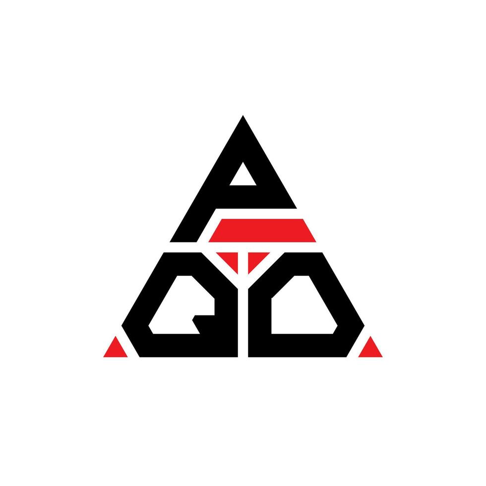 PQO triangle letter logo design with triangle shape. PQO triangle logo design monogram. PQO triangle vector logo template with red color. PQO triangular logo Simple, Elegant, and Luxurious Logo.