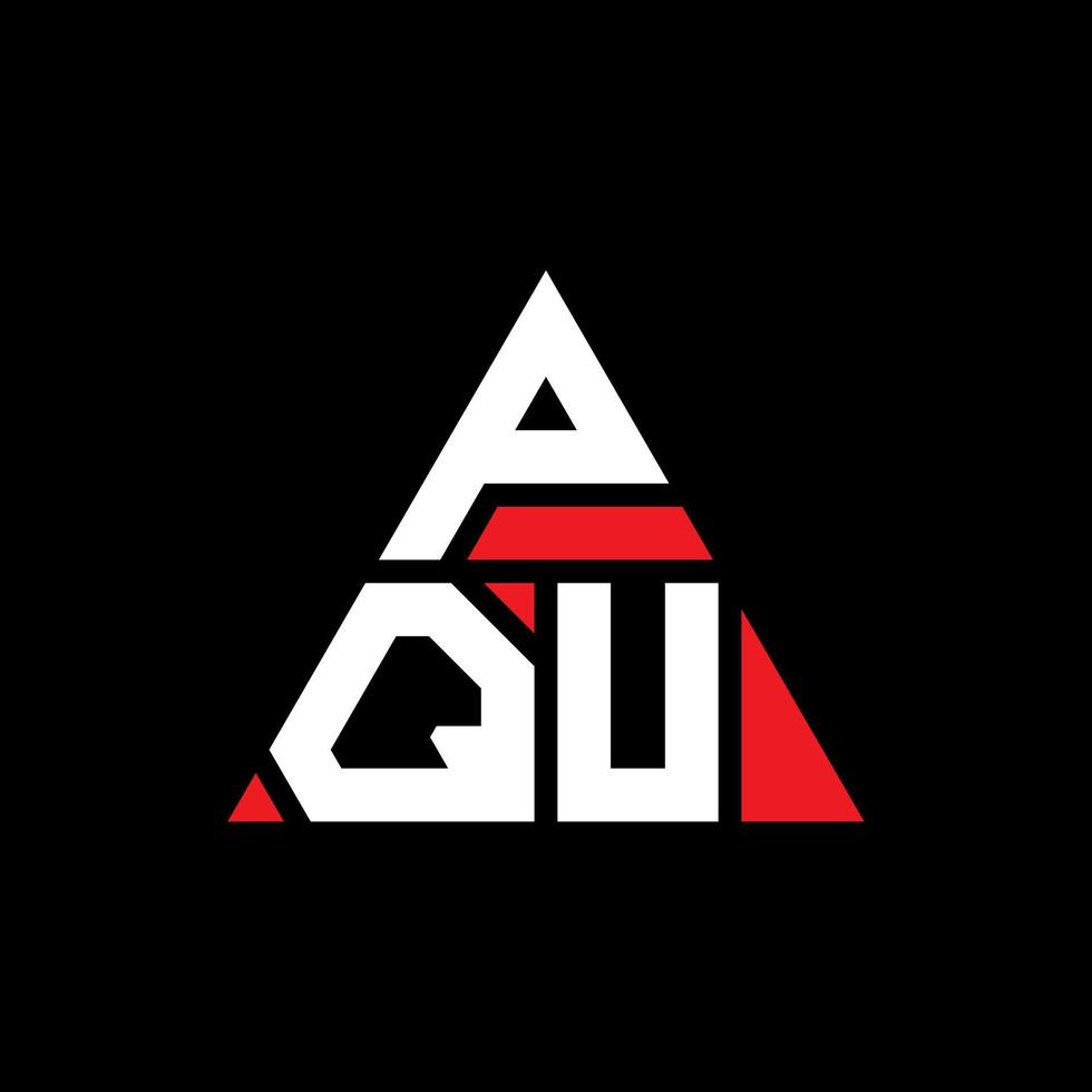 diseño de logotipo de letra triangular pqu con forma de triángulo. monograma de diseño del logotipo del triángulo pqu. plantilla de logotipo de vector de triángulo pqu con color rojo. logo triangular pqu logo simple, elegante y lujoso.
