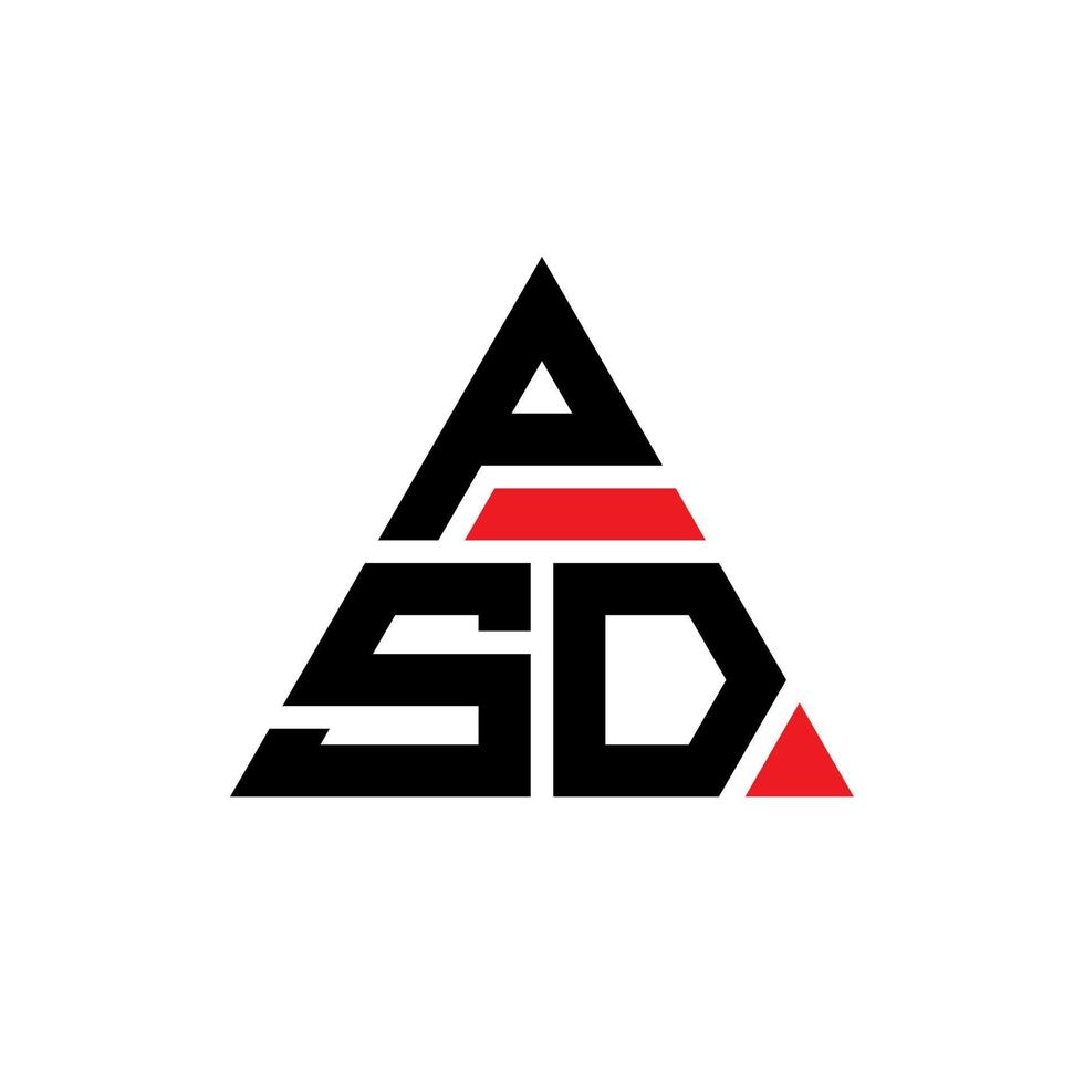 PSD triangle letter logo design with triangle shape. PSD triangle logo design monogram. PSD triangle vector logo template with red color. PSD triangular logo Simple, Elegant, and Luxurious Logo.