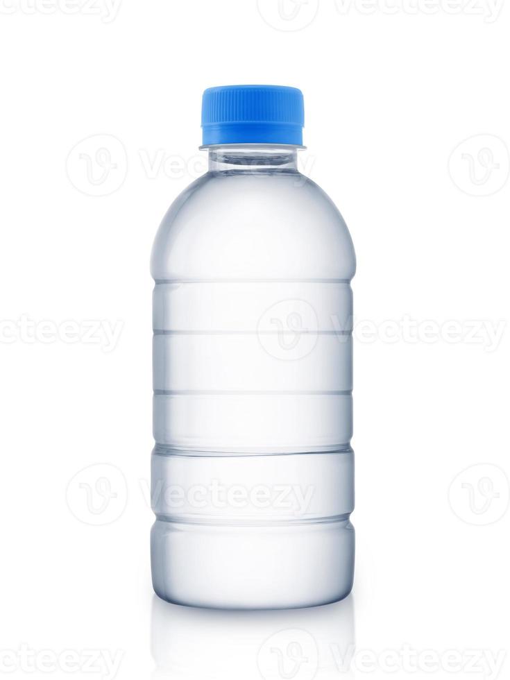 Empty clean and clear water bottle isolated on with isolated on a white background photo