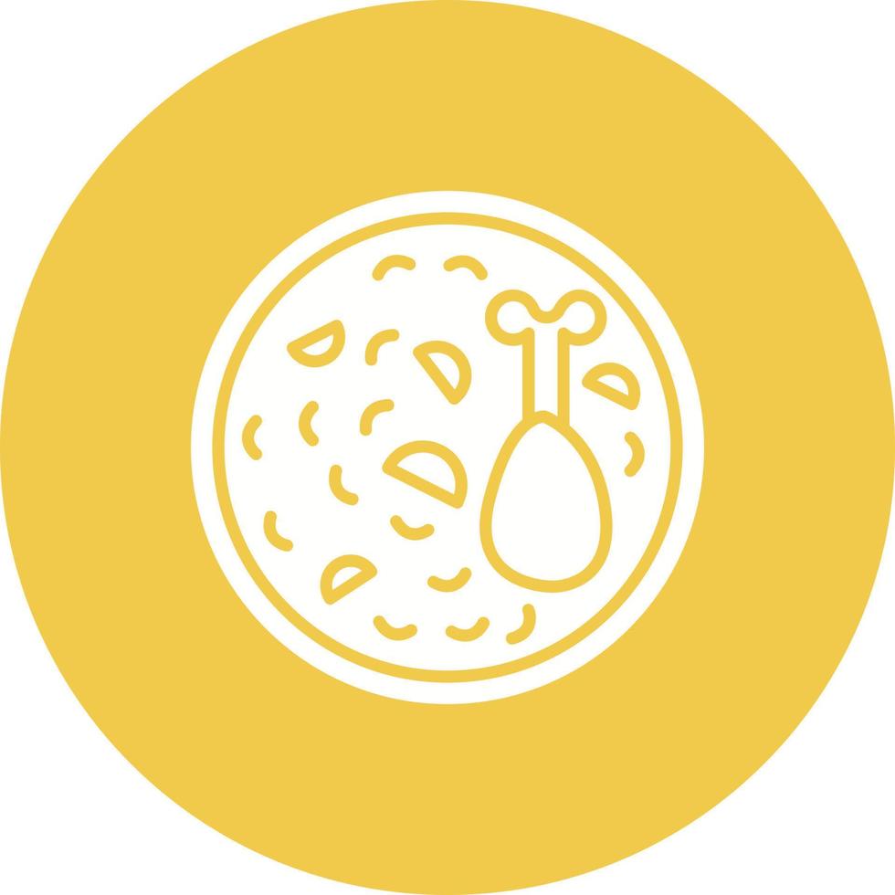 Chicken Rice Glyph Circle Background Icon vector