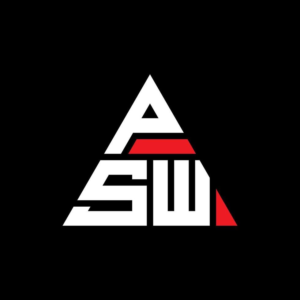 psw diseño de logotipo de letra triangular con forma de triángulo. monograma de diseño de logotipo de triángulo psw. plantilla de logotipo de vector de triángulo psw con color rojo. logo triangular psw logo simple, elegante y lujoso.