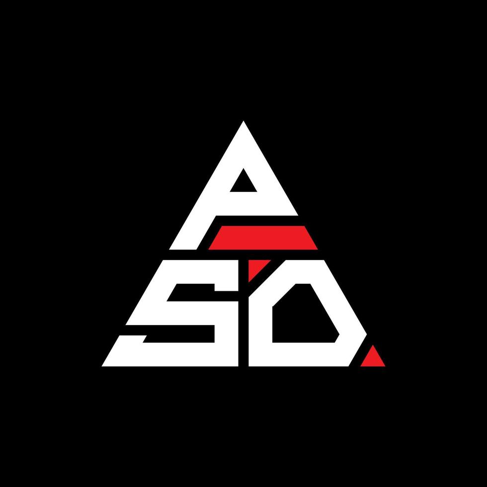 diseño de logotipo de letra de triángulo pso con forma de triángulo. monograma de diseño del logotipo del triángulo pso. plantilla de logotipo de vector de triángulo pso con color rojo. logo triangular pso logo simple, elegante y lujoso.