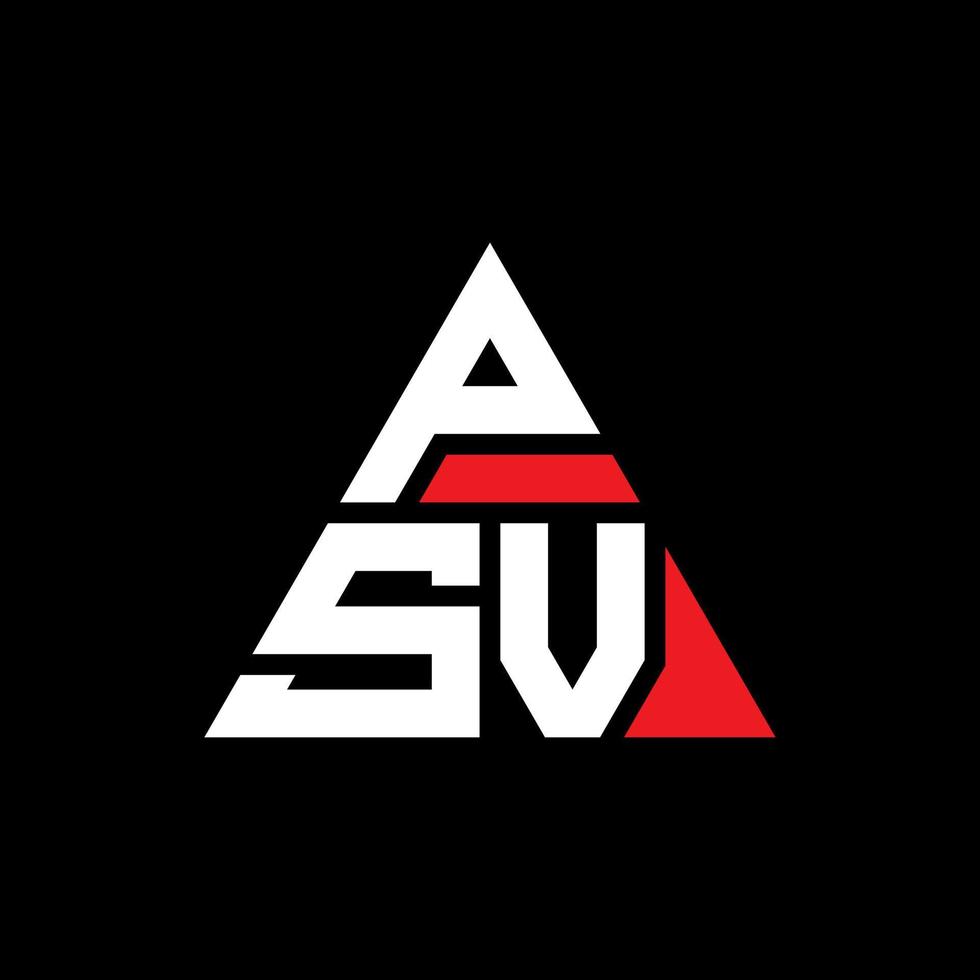 diseño de logotipo de letra triangular psv con forma de triángulo. monograma de diseño del logotipo del triángulo psv. plantilla de logotipo de vector de triángulo psv con color rojo. psv logo triangular logo simple, elegante y lujoso.