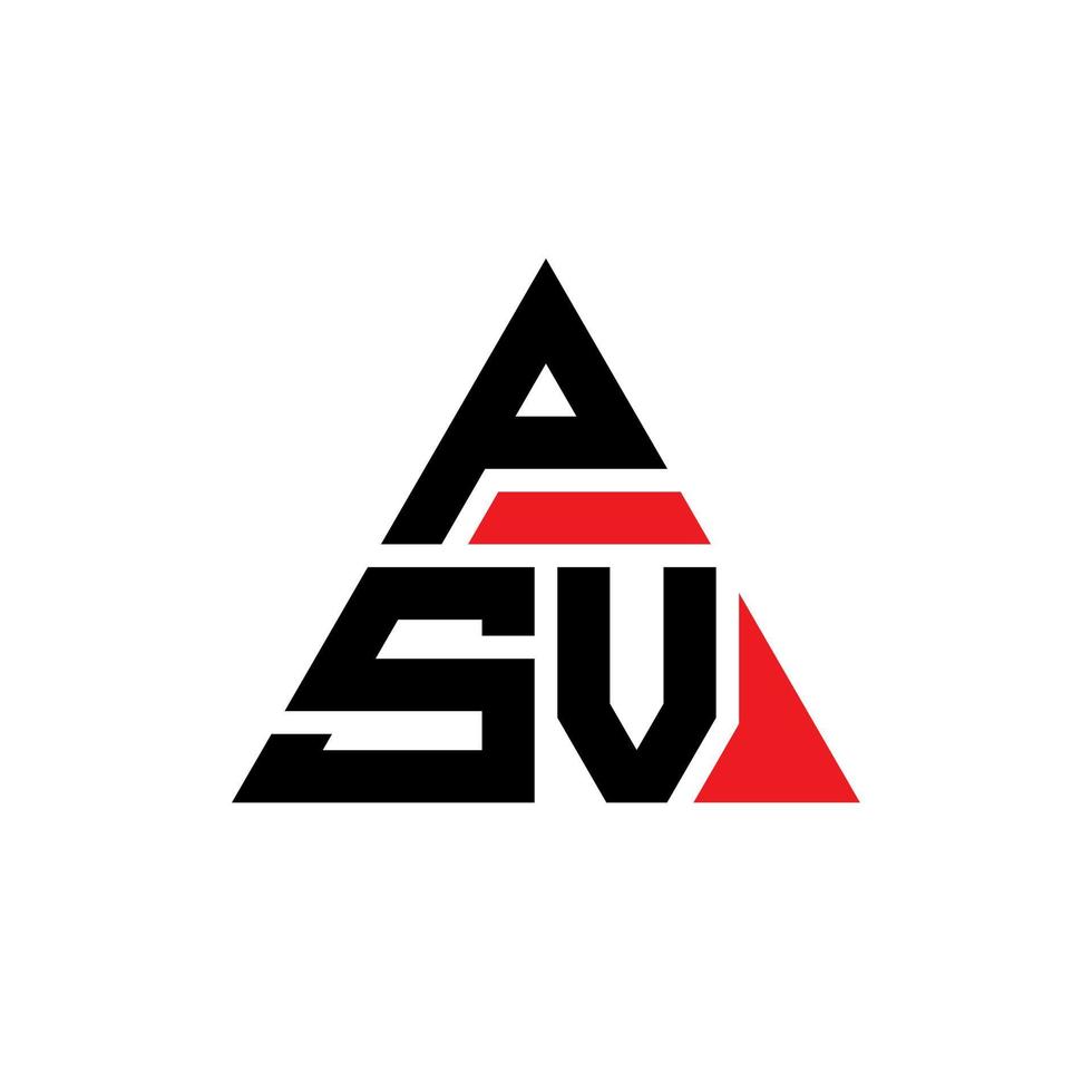 diseño de logotipo de letra triangular psv con forma de triángulo. monograma de diseño del logotipo del triángulo psv. plantilla de logotipo de vector de triángulo psv con color rojo. psv logo triangular logo simple, elegante y lujoso.